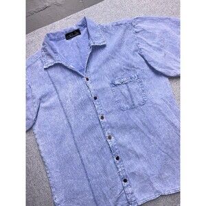 Giocam Blue Acid Wash Guayabera Style Shirt - Men's Large
